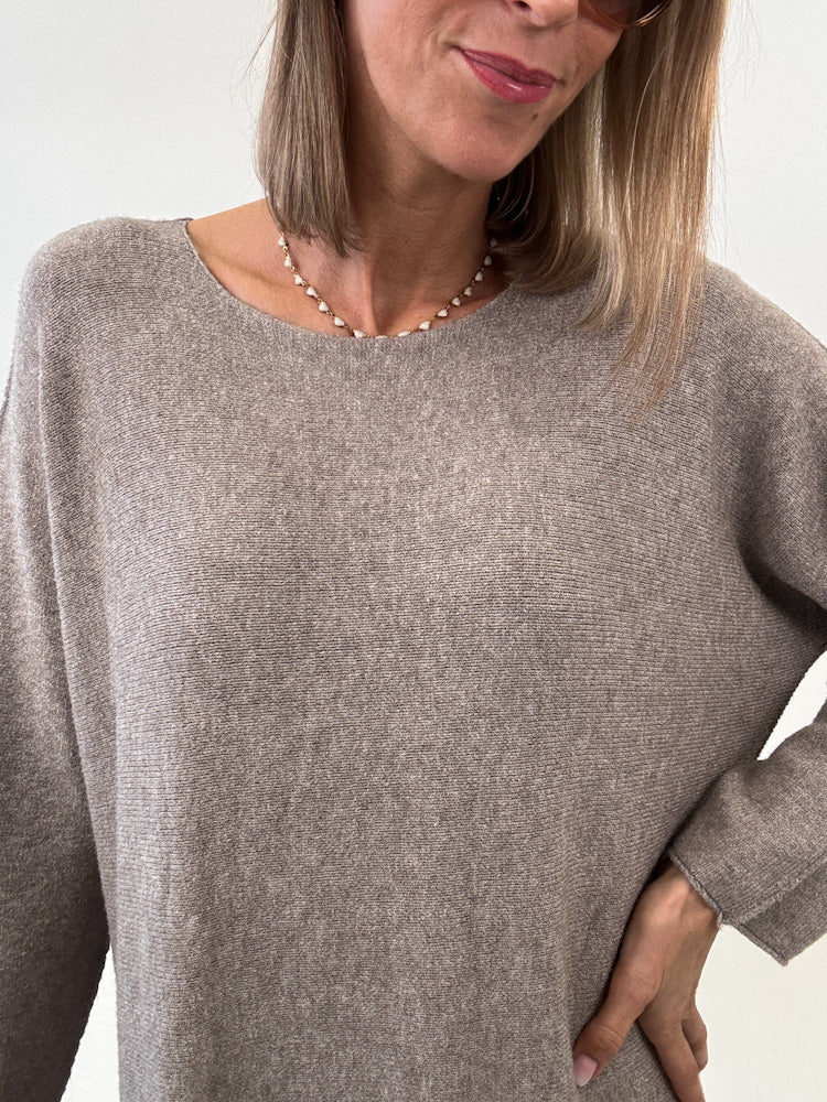 „Vicenza Long" weicher Pullover mit Viscose - mocca