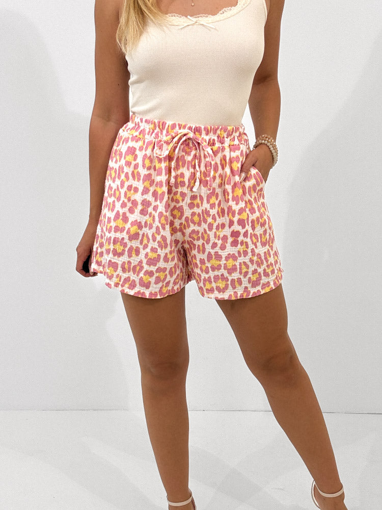 "Shorty Leo" Short aus Musselin - rosa/gelb