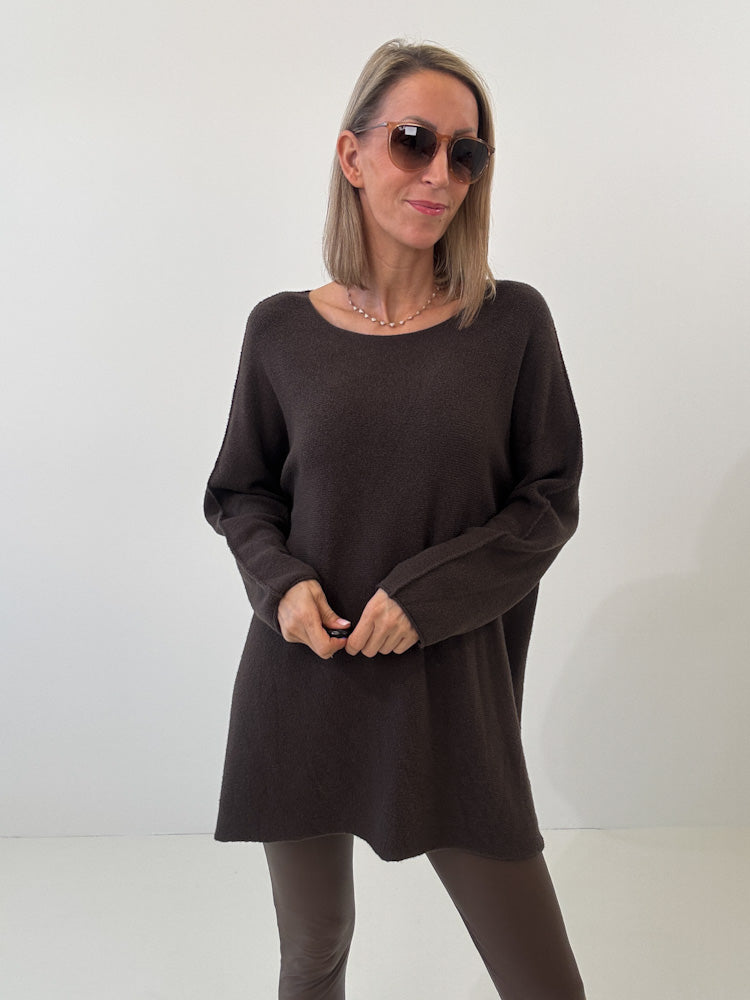 "Vicenza Long" weicher Pullover mit Viscose - braun