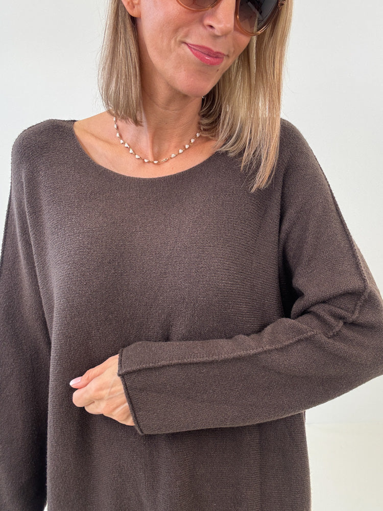 „Vicenza Long" weicher Pullover mit Viscose - braun