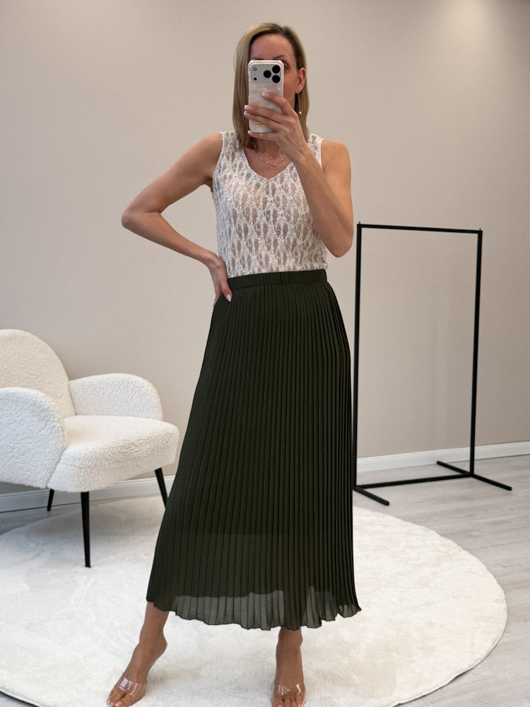 "Skirt" stylischer Plissee Rock - khaki