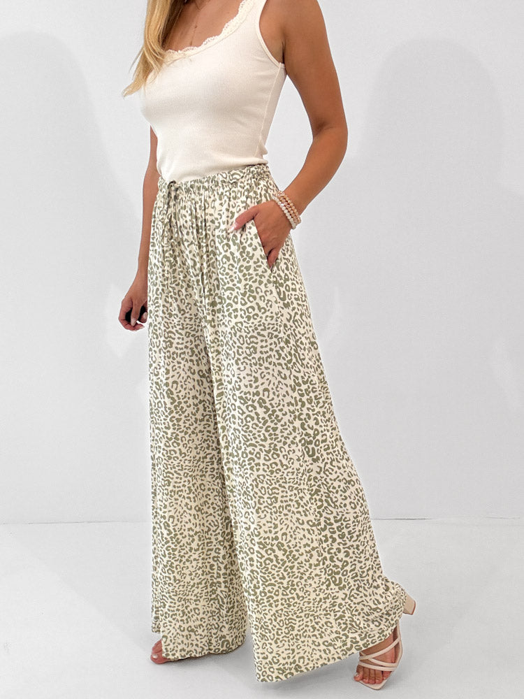 "Pienza Leo" weiche Hose aus Viscose - creme/matcha