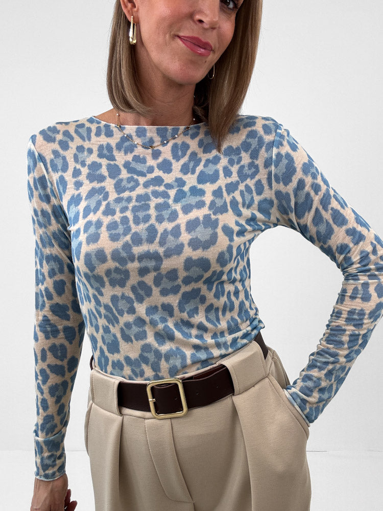 "Como Leo" kuscheliges Cashmere Longshirt - blau