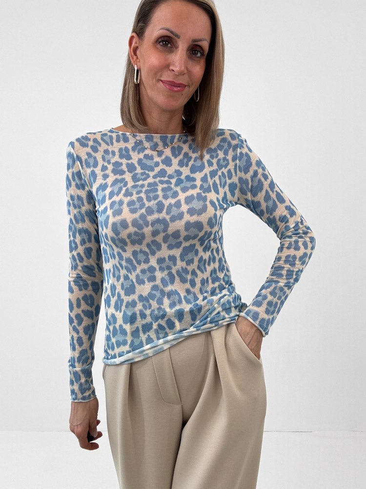 "Como Leo" kuscheliges Cashmere Longshirt - blau