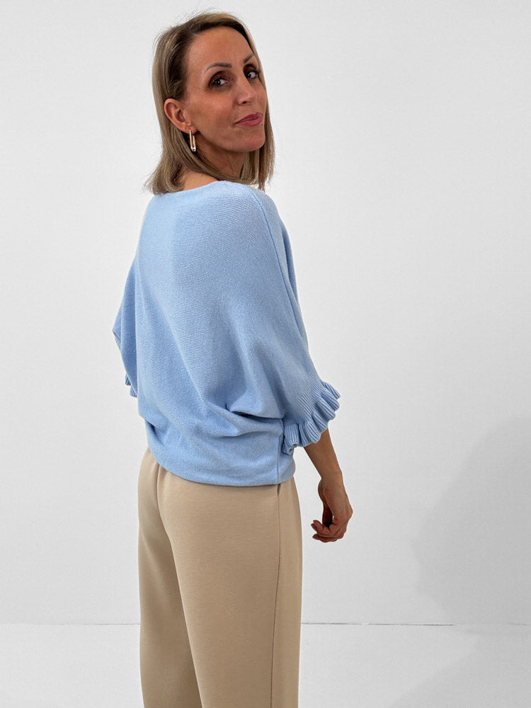"Vicenza Volant" weicher Pullover mit Viscose - sky blue