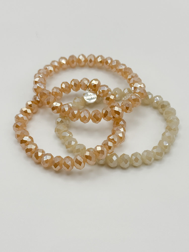 "Timeless Cristallo"- Kristall-Armbänder - karamell/creme