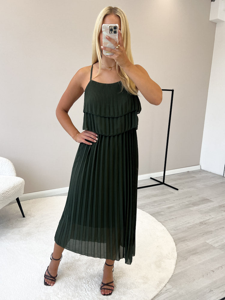 "Milano 2.0" Plissee Kleid - khaki
