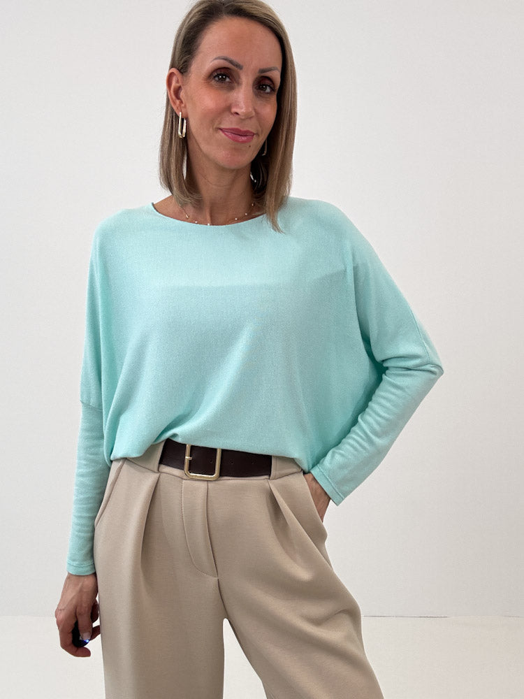 "Soft" weiches Longshirt aus Viscose & Wolle - türkis