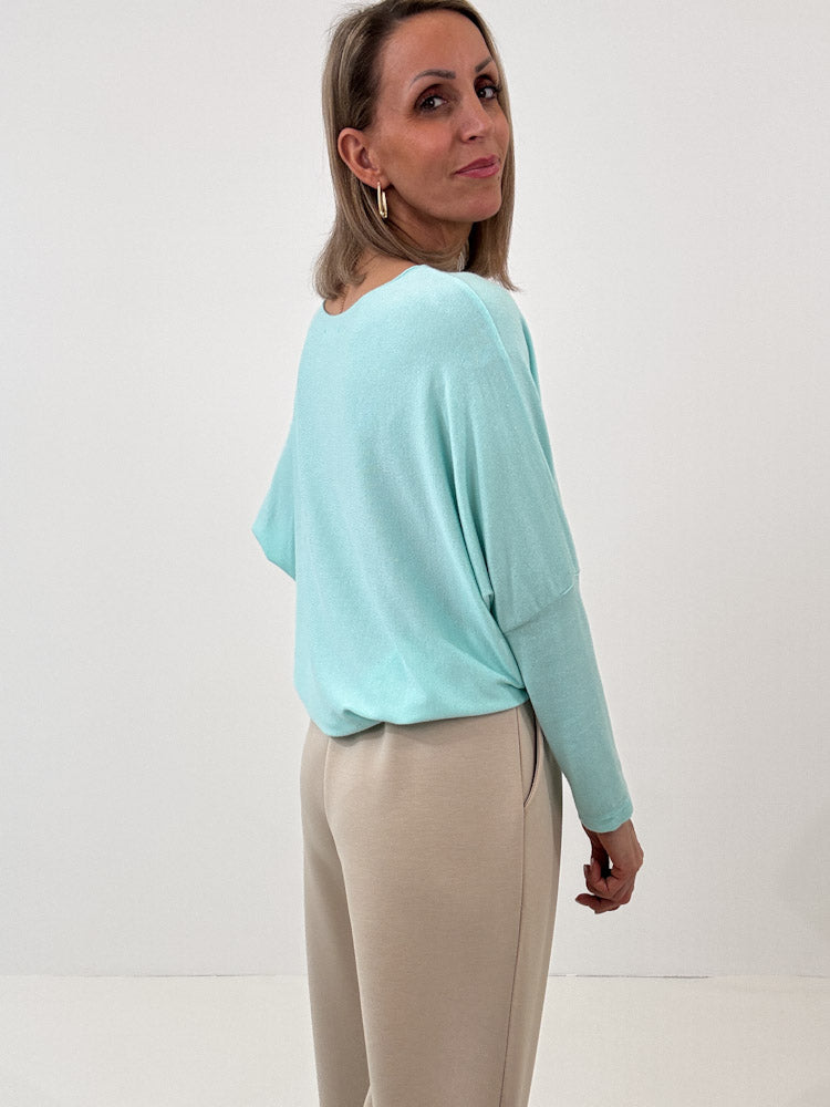 "Soft" weiches Longshirt aus Viscose & Wolle - türkis