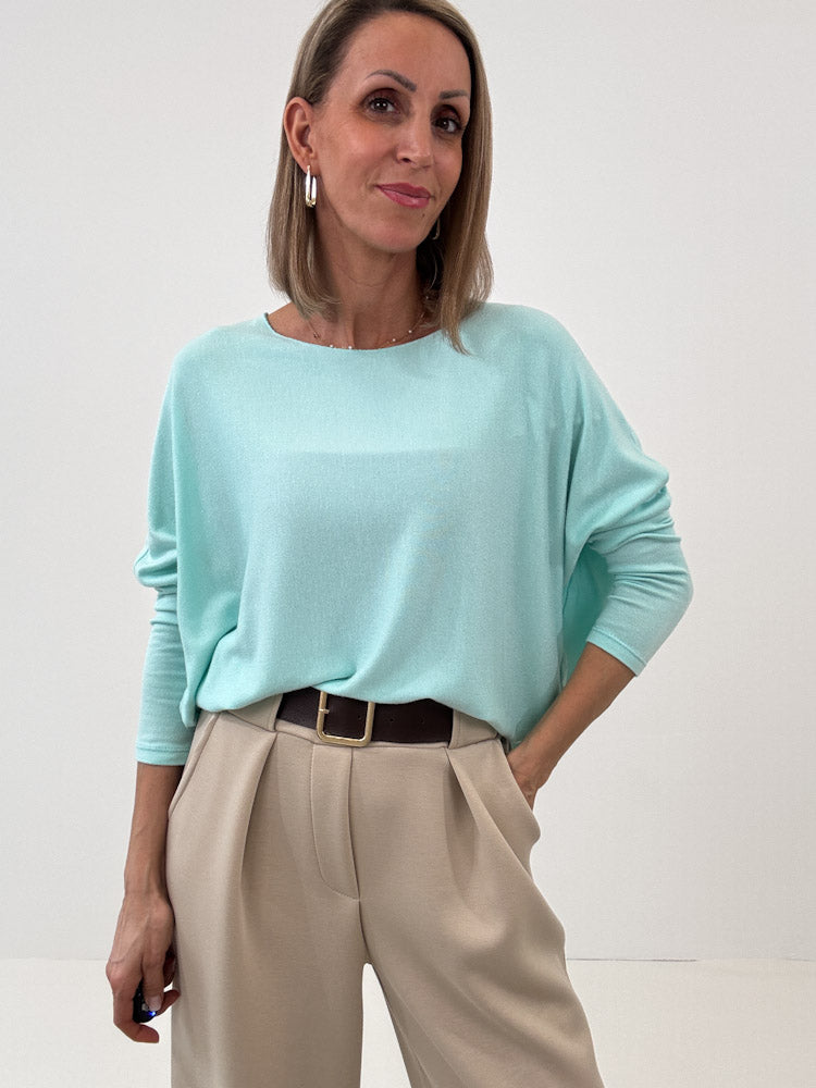 "Soft" weiches Longshirt aus Viscose & Wolle - türkis