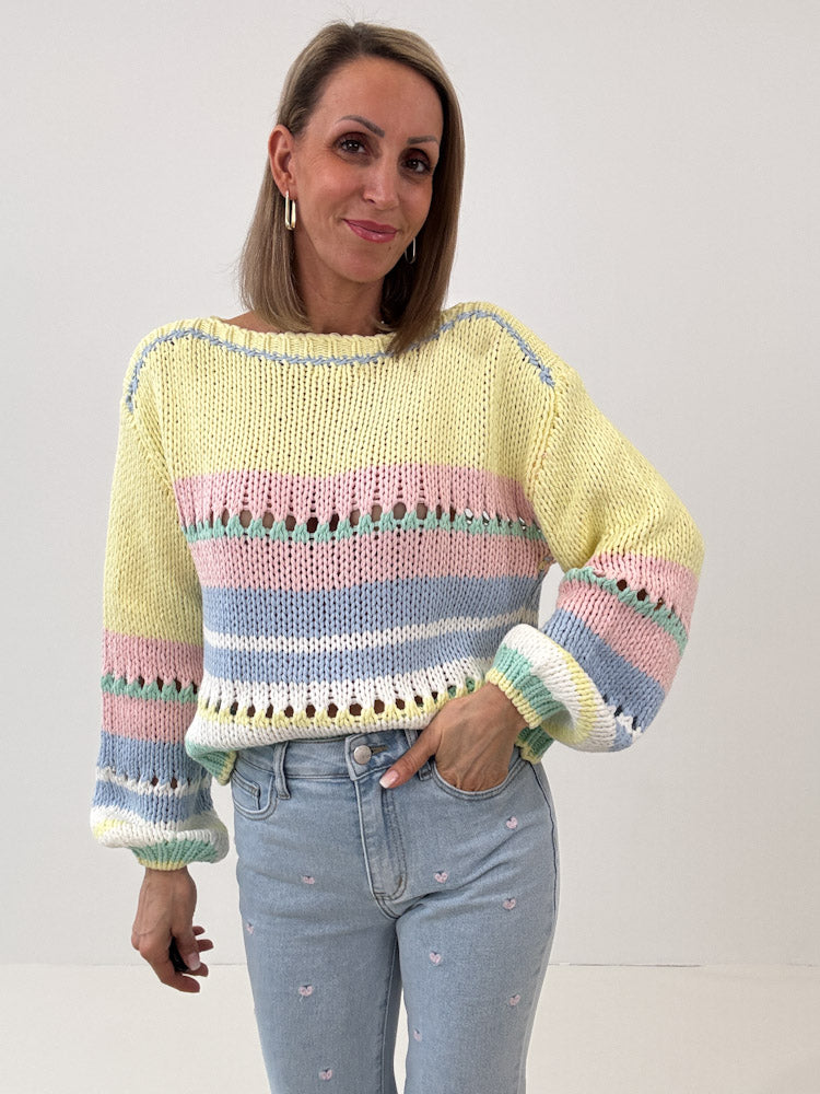 "Noli" weicher Strickpullover aus Baumwolle & Viscose- bunt
