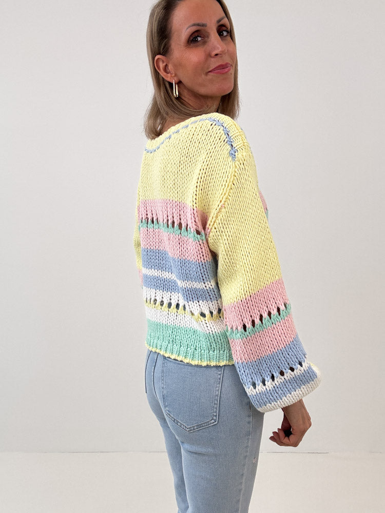 "Noli" weicher Strickpullover aus Baumwolle & Viscose- bunt
