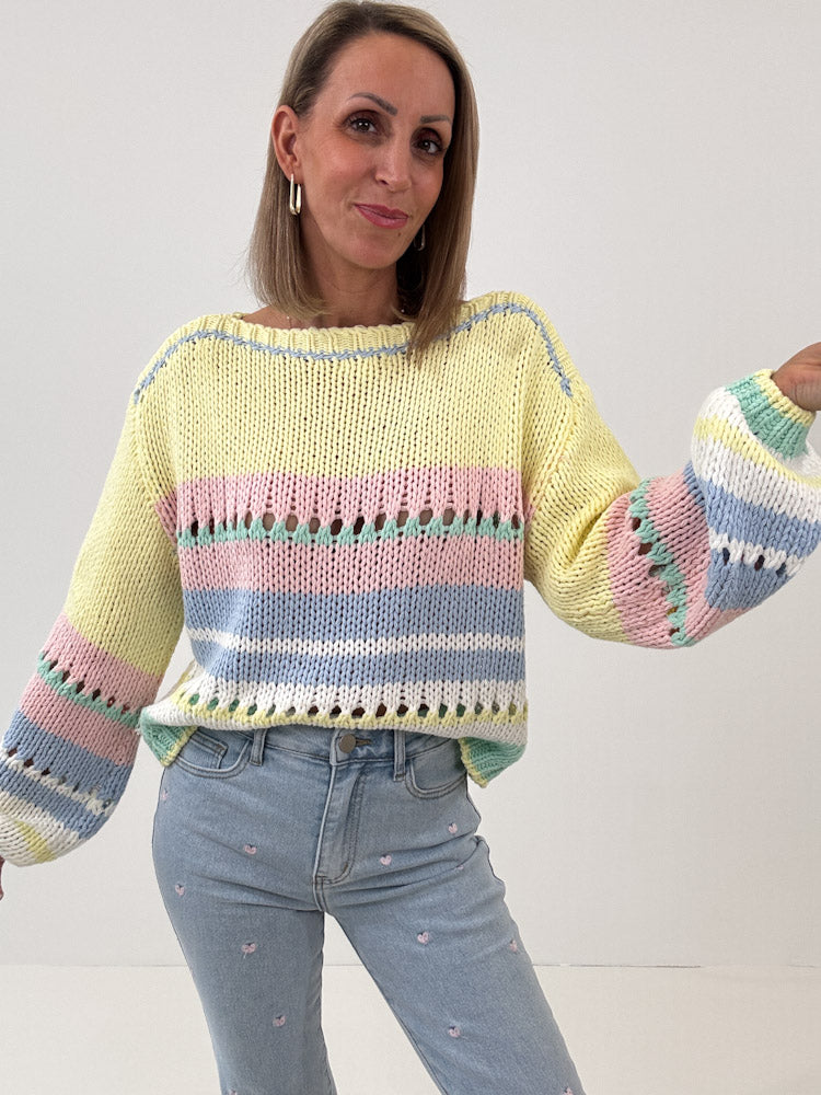 "Noli" weicher Strickpullover aus Baumwolle & Viscose- bunt