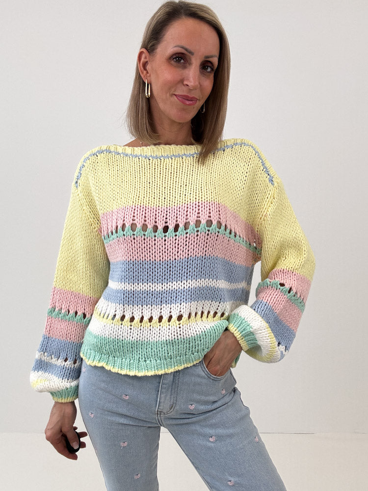 "Noli" weicher Strickpullover aus Baumwolle & Viscose- bunt