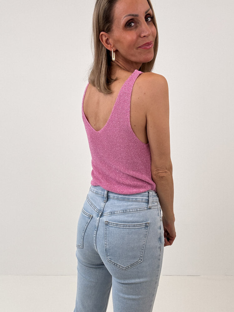 "Amy" weiches Glitzertop aus Viscose - cotton candy