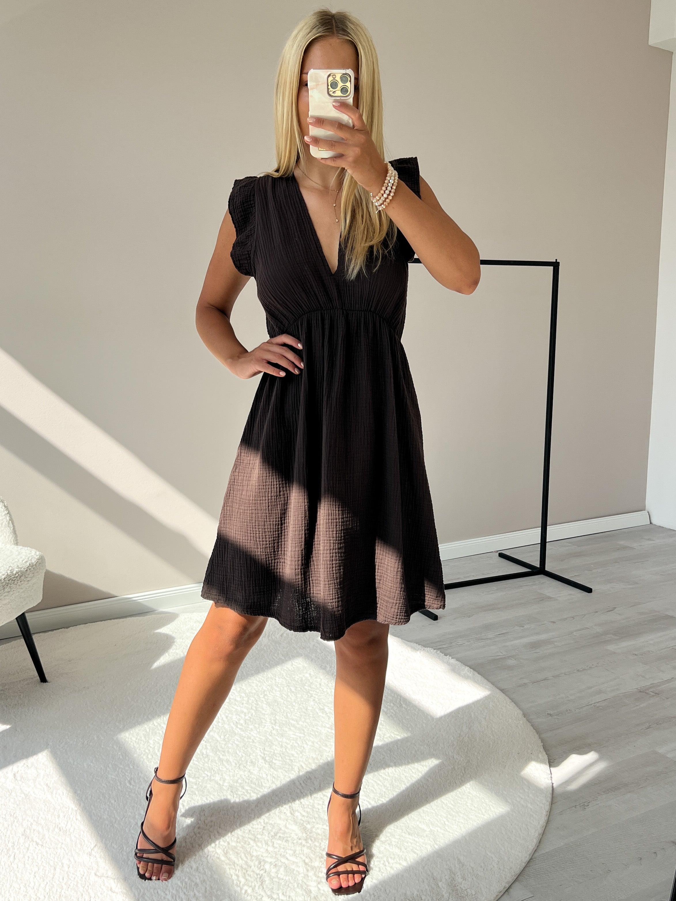 "Pianosa Midi"- tolles Midikleid aus Musselin - choco braun