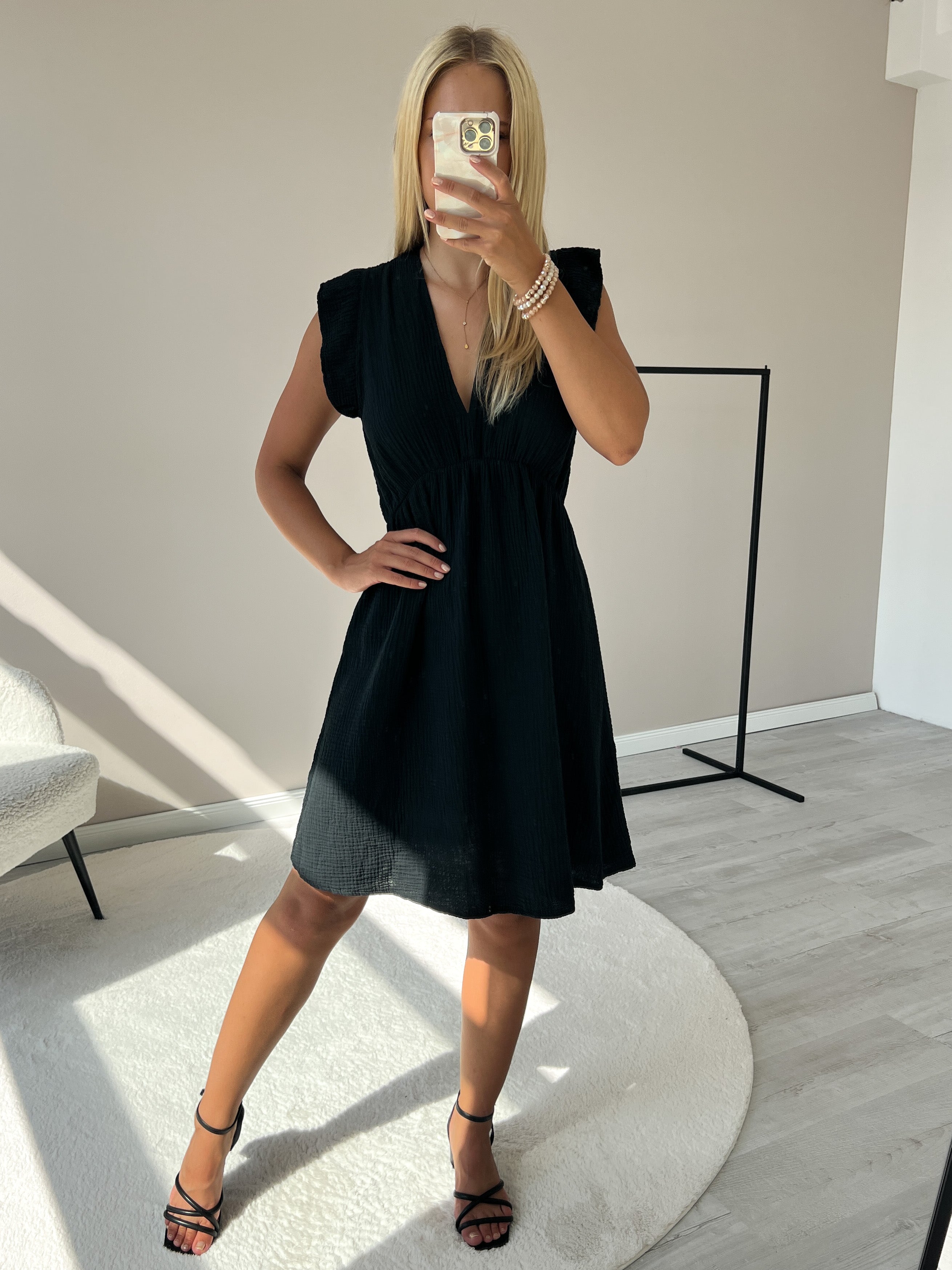 "Pianosa Midi"- tolles Midikleid aus Musselin - schwarz