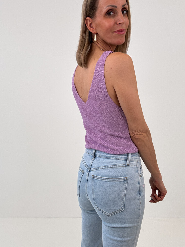 "Amy" weiches Glitzertop aus Viscose - flieder