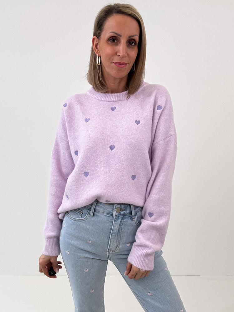 "Little Heart" Pullover aus Viscose - flieder