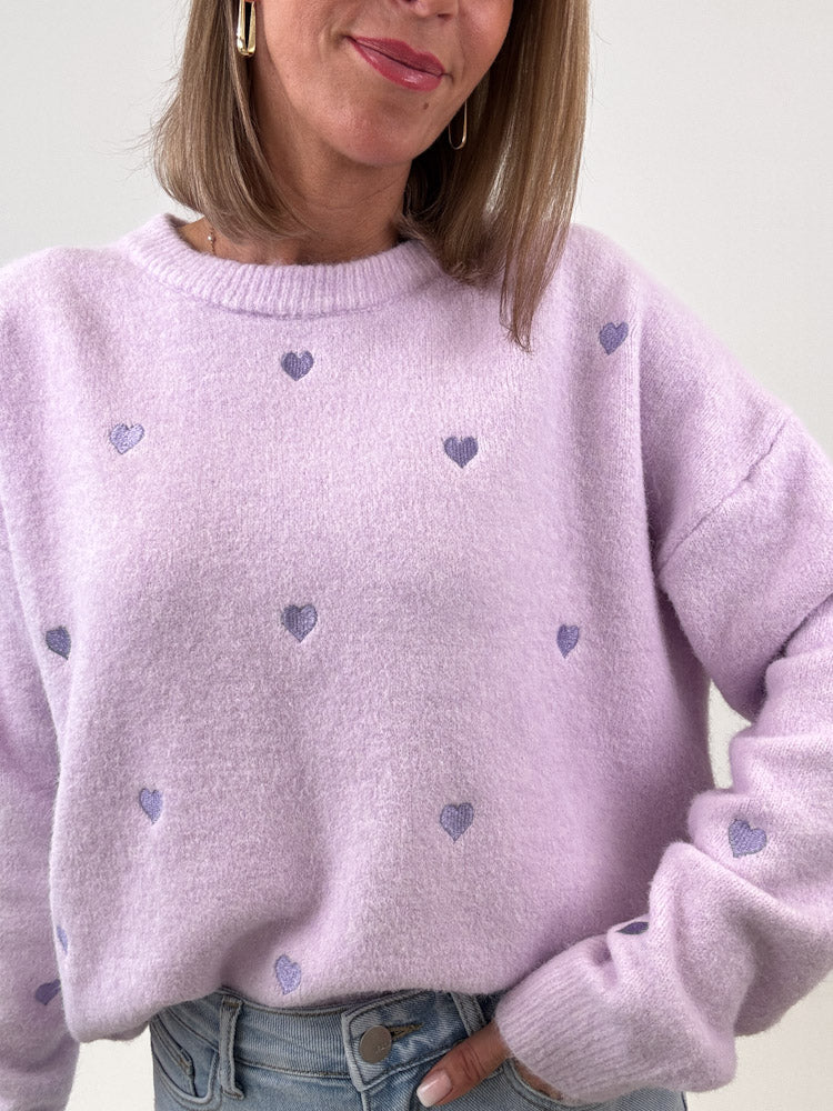"Little Heart" Pullover aus Viscose - flieder