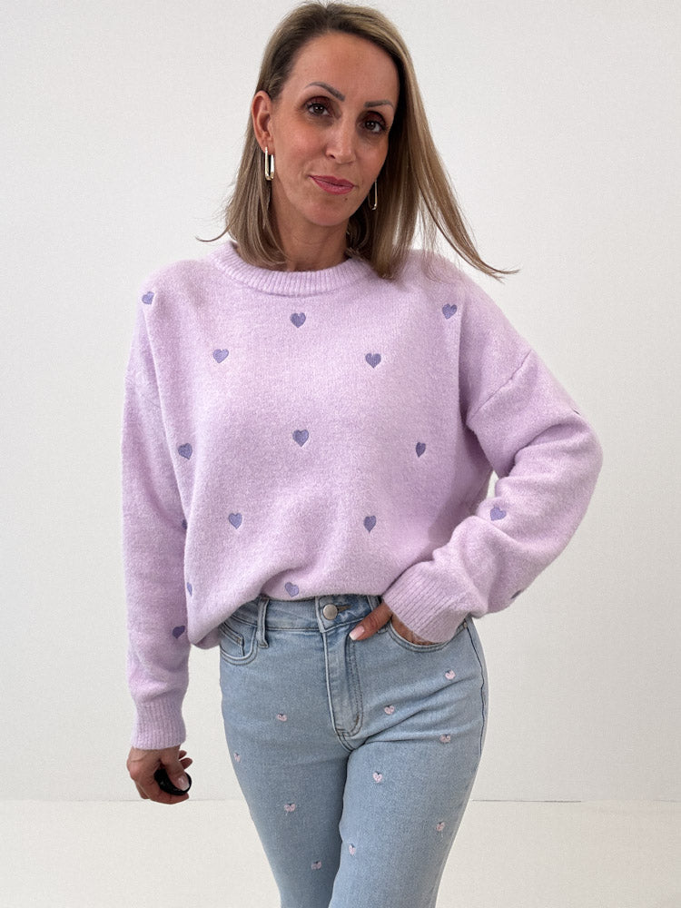 "Little Heart" Pullover aus Viscose - flieder