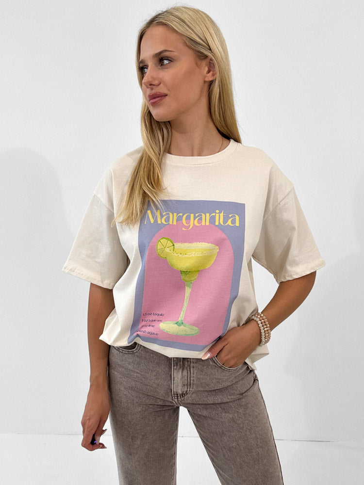 "Margarita" tolles Shirt mit Statement - beige