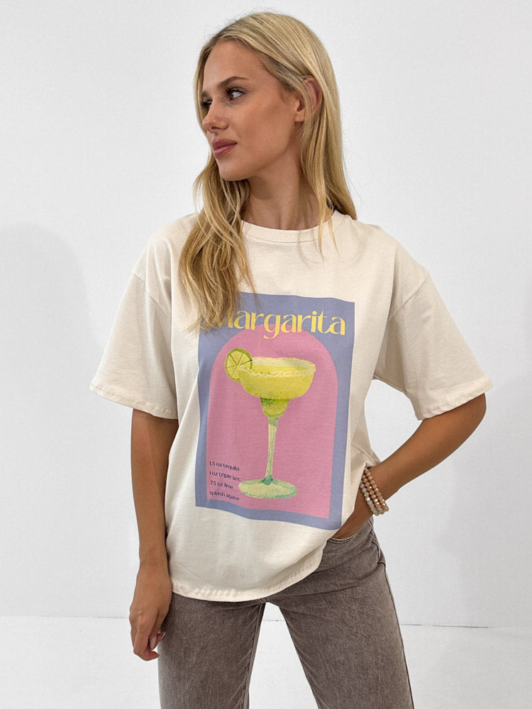 "Margarita" tolles Shirt mit Statement - beige