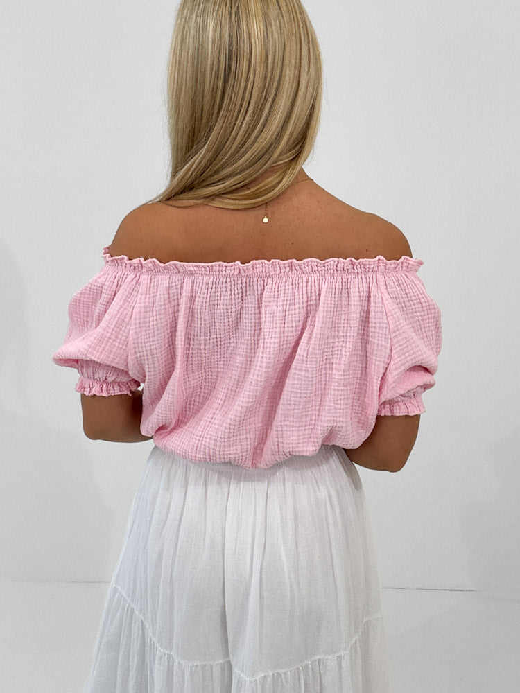 "Ibiza" stylisches Top aus Musselin - hellrosa