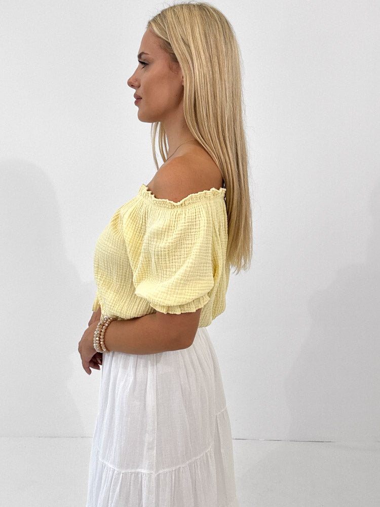"Ibiza" stylisches Top aus Musselin - lemon ice