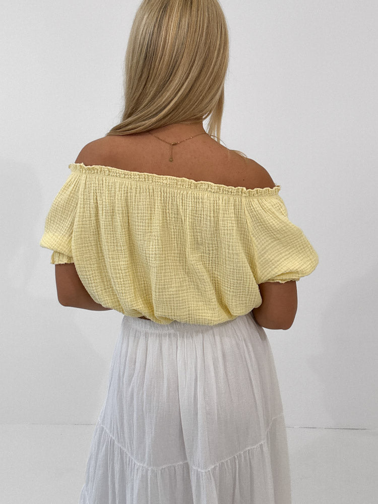 "Ibiza" stylisches Top aus Musselin - lemon ice