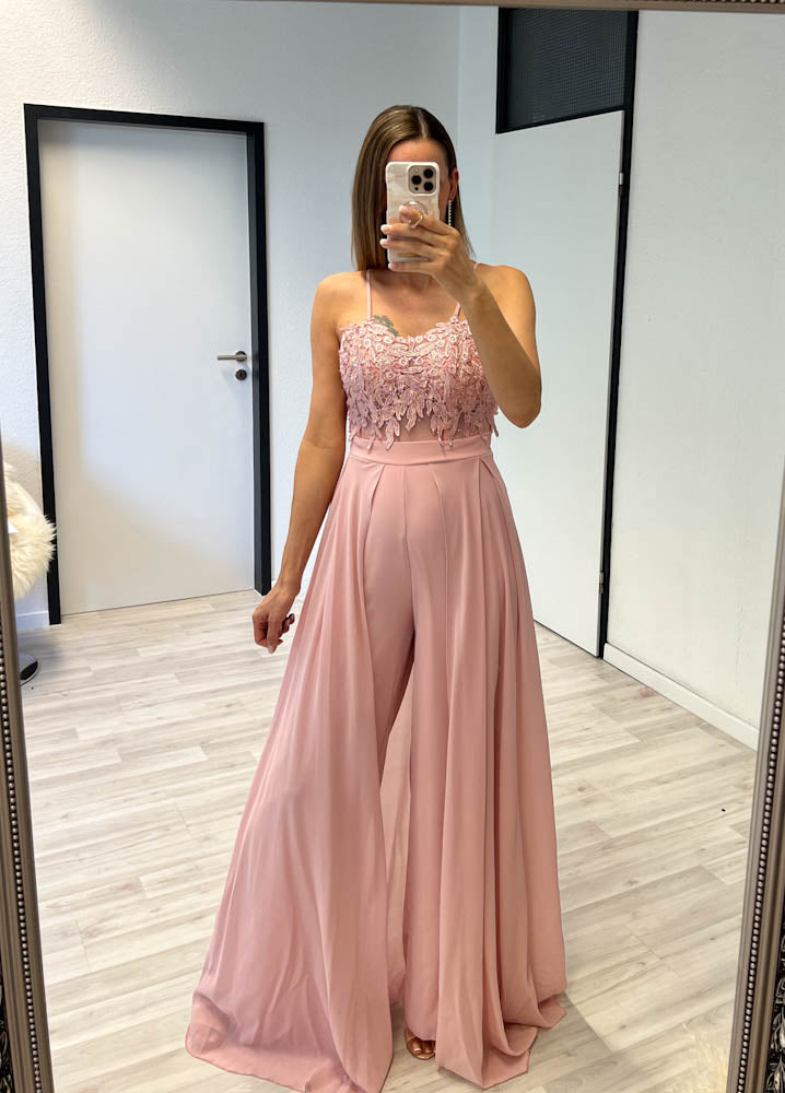 Langes elegantes Hosenkleid - rosa