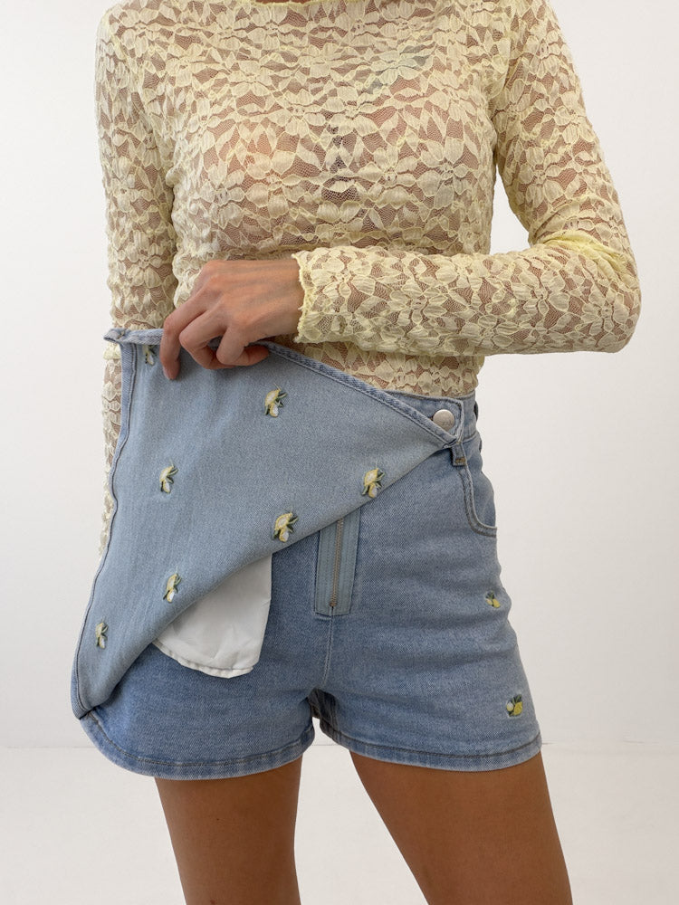 "Lemon Skort" süßer Jeans Hosenrock - light blue