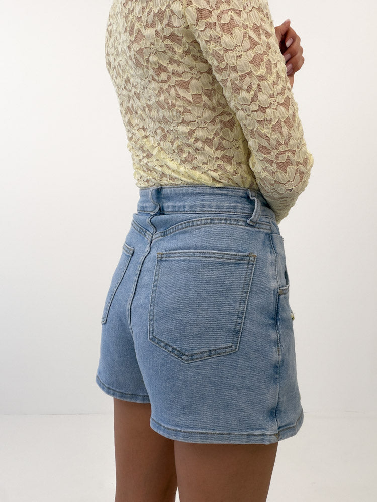 "Lemon Skort" süßer Jeans Hosenrock - light blue