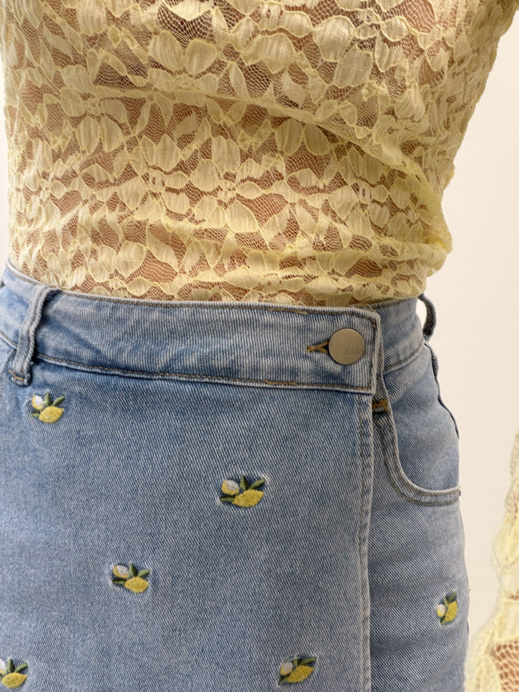 "Lemon Skort" süßer Jeans Hosenrock - light blue