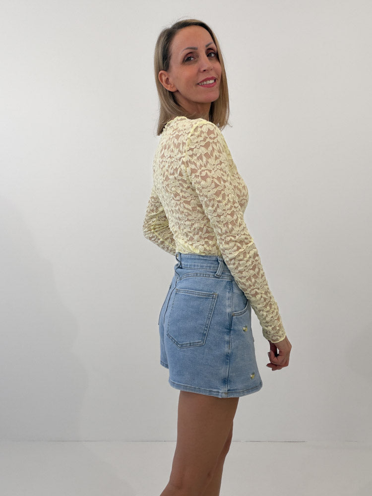 "Lemon Skort" süßer Jeans Hosenrock - light blue