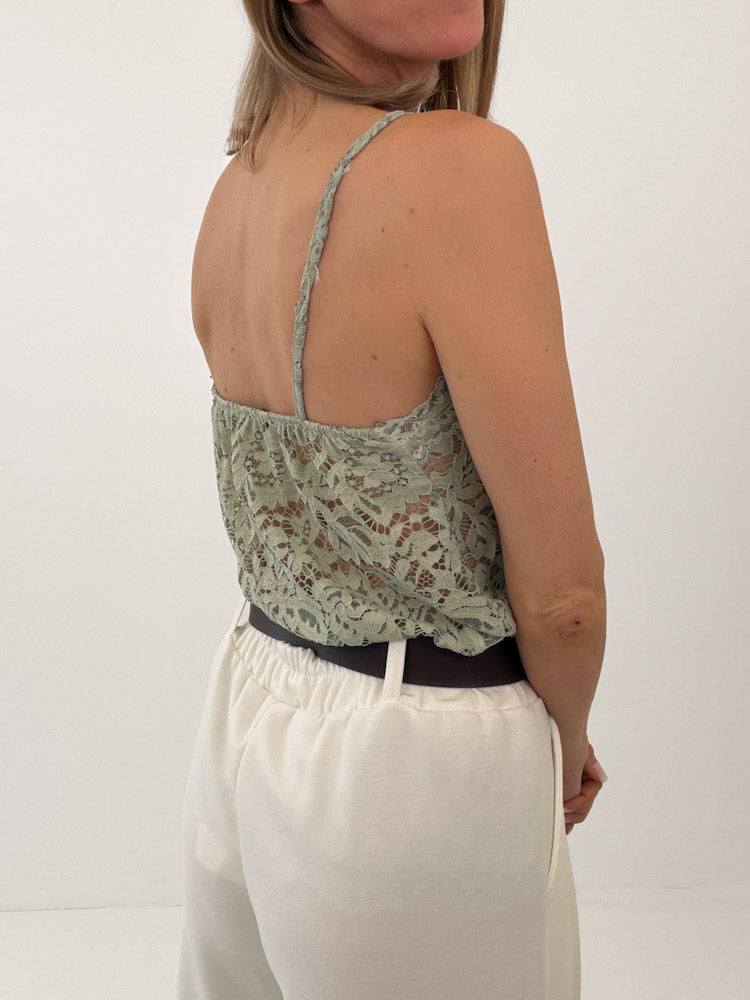 "New Lace" zartes Top aus Spitze - salbei