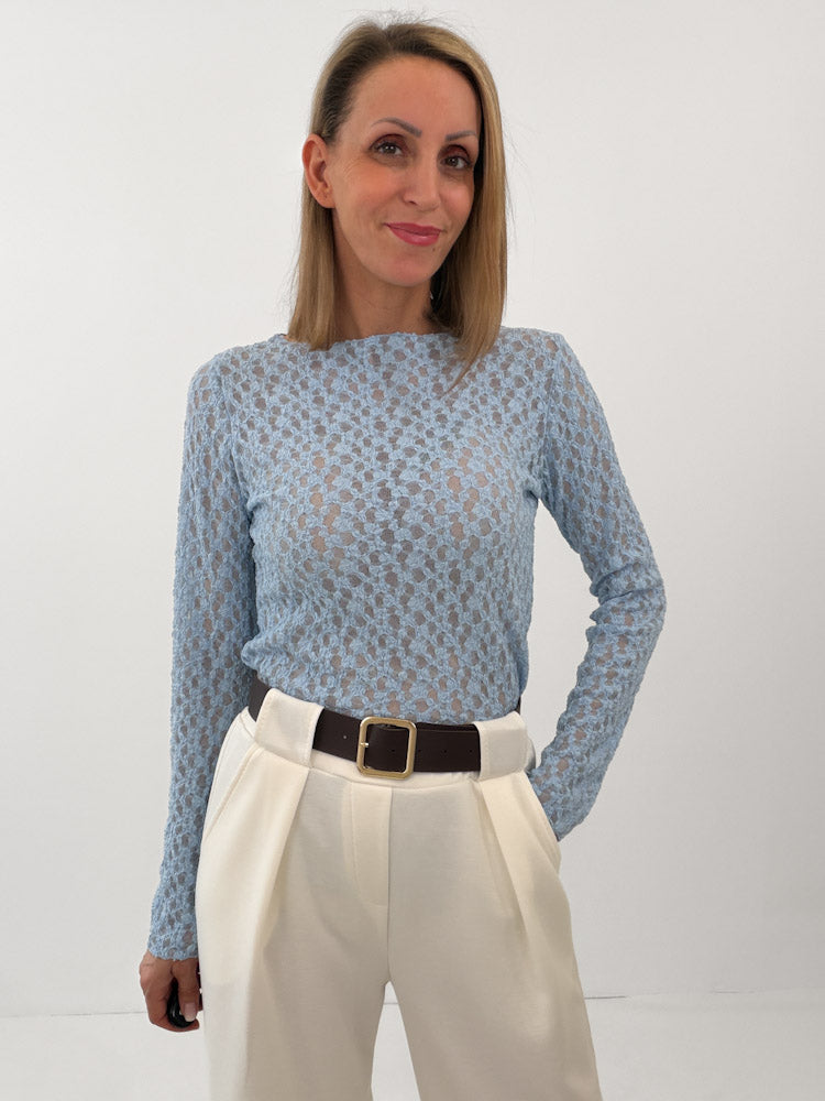 "Feral Lace 2.0" Shirt aus weicher Spitze - Sky Blue