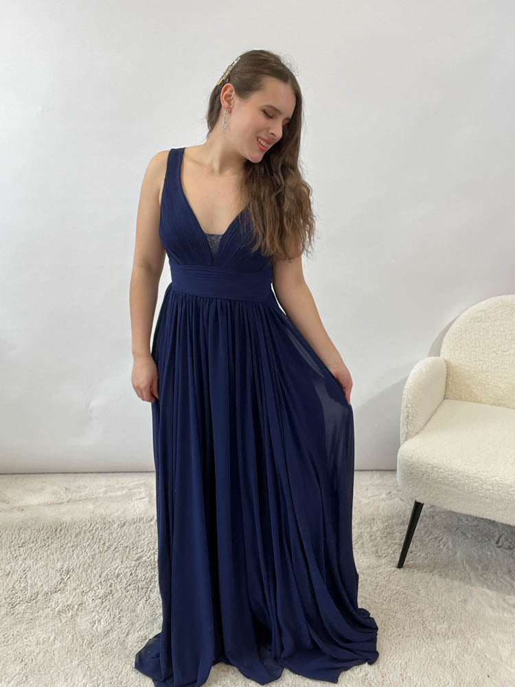 Langes elegantes Abendkleid - blau