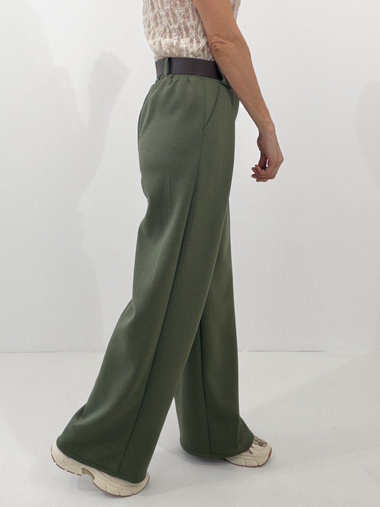 "Pari" elastische Hose aus Viskose  - khaki