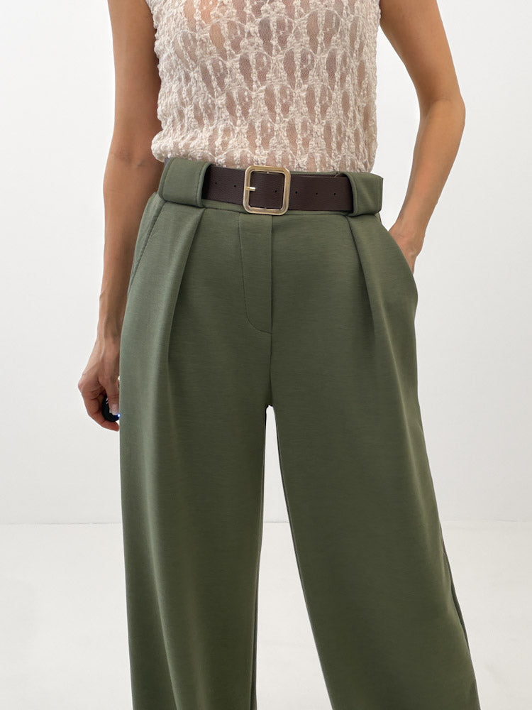 "Pari" elastische Hose aus Viskose  - khaki