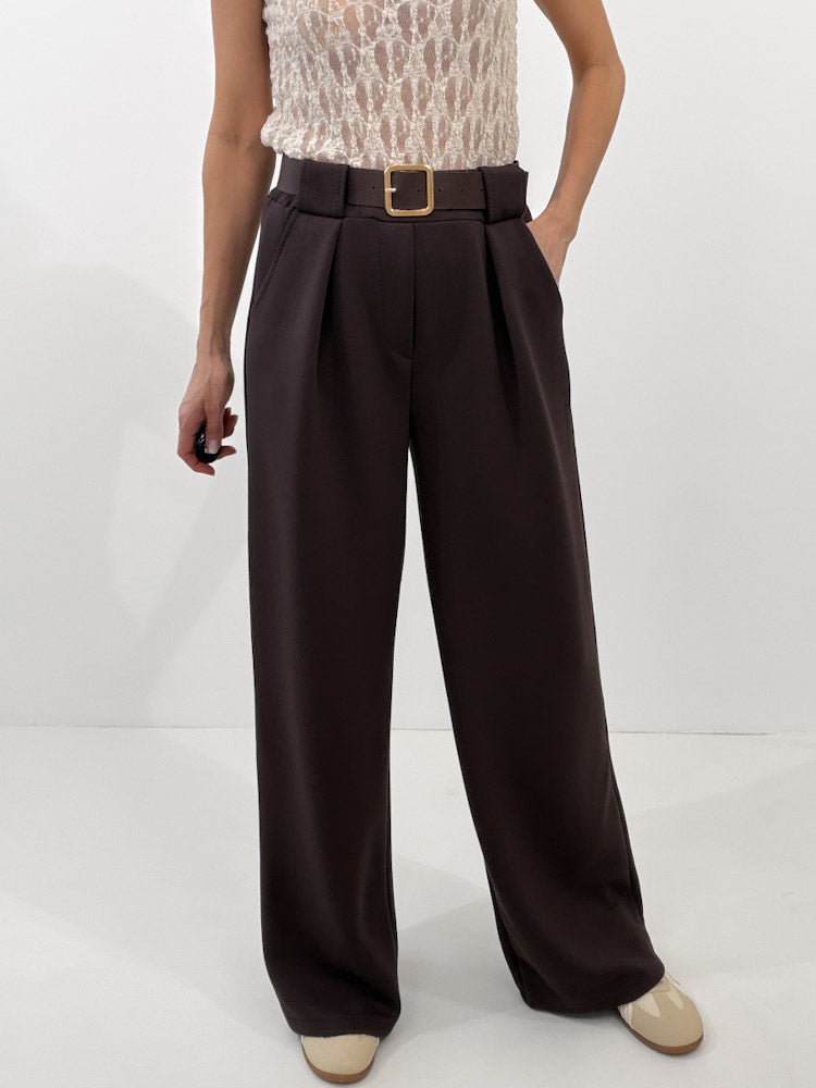"Pari" elastische Hose aus Viskose  - choco braun