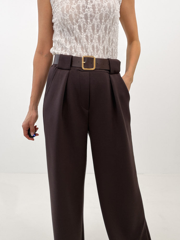 "Pari" elastische Hose aus Viskose  - choco braun