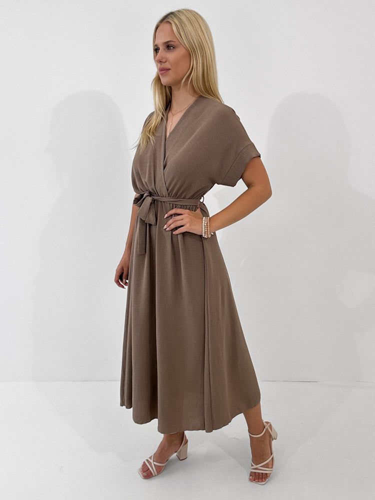 "Sunshine" schönes langes Kleid - mocca