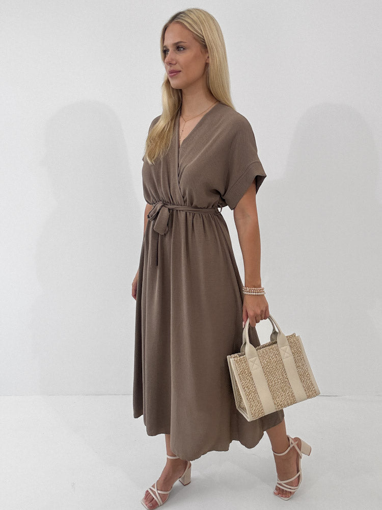 "Sunshine" schönes langes Kleid - mocca