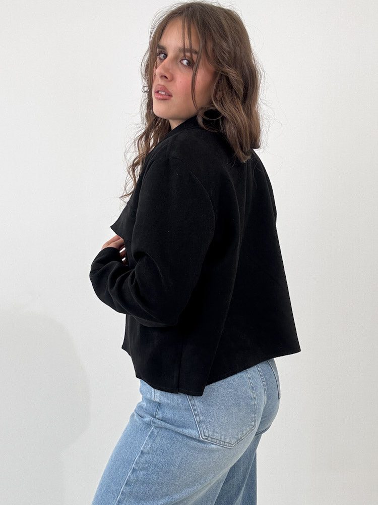 "Nelli 2.0" Jacke in Velourleder Optik  - schwarz