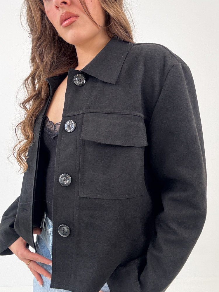 "Nelli 2.0" Jacke in Velourleder Optik  - schwarz