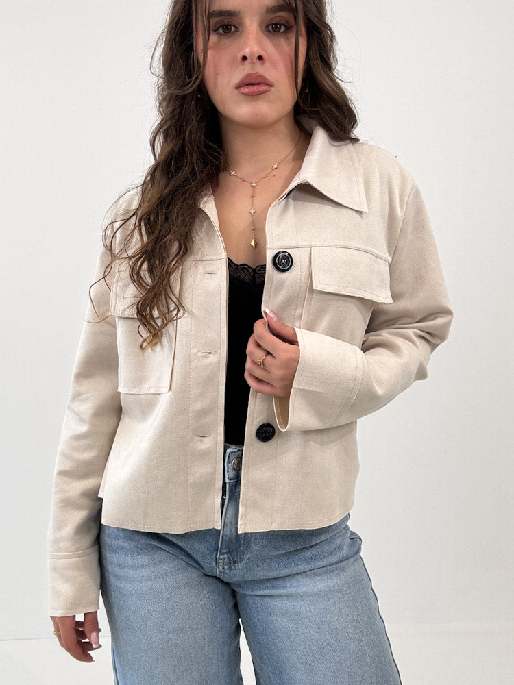 "Nelli 2.0" Jacke in Velourleder Optik  - beige
