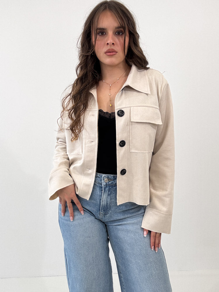 "Nelli 2.0" Jacke in Velourleder Optik  - beige