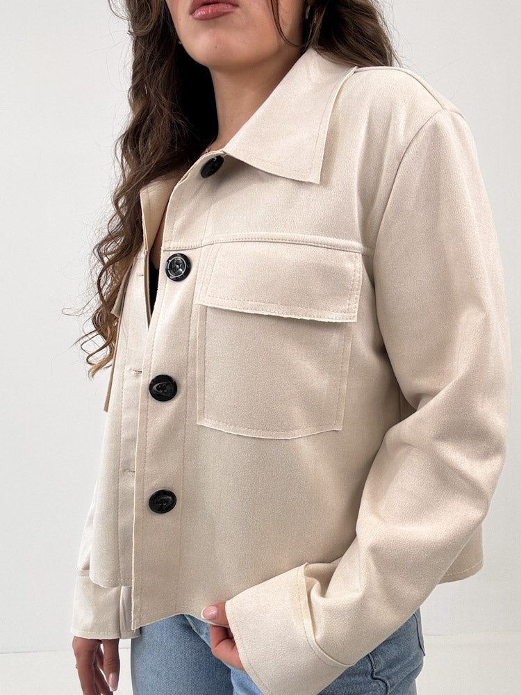 "Nelli 2.0" Jacke in Velourleder Optik  - beige