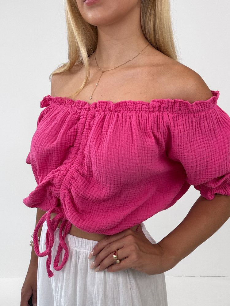 "Ibiza" stylisches Top aus Musselin - pink